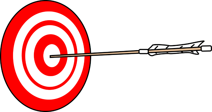 Illustration of a bow hitting a red target