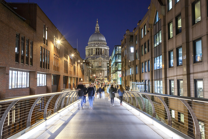 St. Paul s Cathedral London, England St. Paul s Cathedral from Millennium Bridge in the evening, London, Great Britain, UK, Photo by Diego Cuzzolin