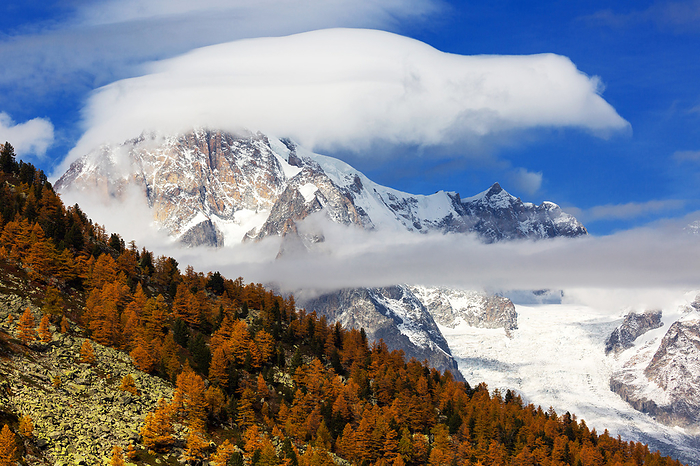 Mont Blanc, Italy Mont Blanc covered by a lenticular cloud,Province of Aosta, Aosta Valley, Italy, Western Europe, Photo by Stefano Caldera