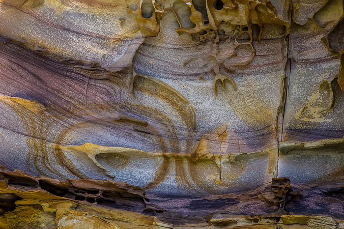 A cross-section of sandstone layers from the Precambrian Era near King George River in the Kimberley Region of Northwest Australia., Photo by Ralph Lee Hopkins / Design Pics
