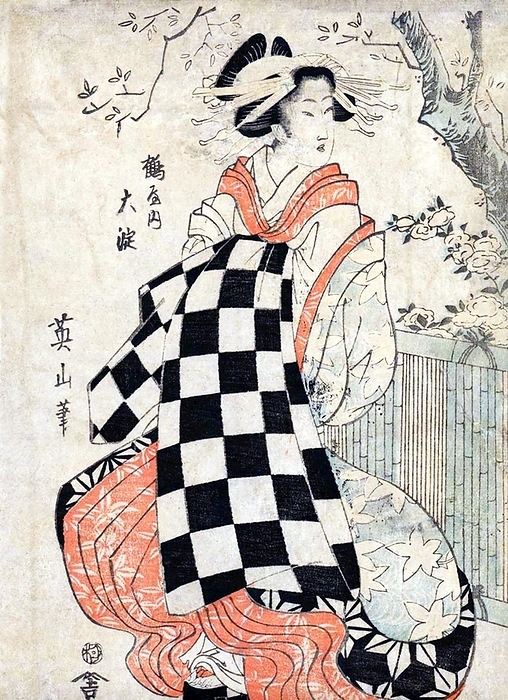Japan: The oiran or courtesan Oyodo of the Tsuruya House, Kikugawa Eizan  1787   1867 , c. 1810 The oiran were considered a type of y jo  prostitute   woman of pleasure  or prostitute. However, they were distinguished from the y jo in that they were entertainers, and many became celebrities of their times outside the pleasure districts. Their art and fashions often set trends among the wealthy and, because of this, cultural aspects of oiran traditions continue to be preserved to this day. br   br  They were distinguished from the y jo  woman of pleasure  or prostitute.  The oiran arose in the Edo period  1600 1868 . At this time, laws were passed restricting brothels to walled districts set some distance from the city center. In the major cities these were the Shimabara in Kyoto, the Shinmachi in Osaka, and the Yoshiwara in Edo  present day Tokyo .  br   br   br  These are the major cities.  These rapidly grew into large, self contained  pleasure quarters  offering all manner of entertainments. Within, a courtesan s birth held no distinction, which was fortunate considering many of the courtesans originated as the daughters of impoverished families who were sold into this lifestyle as indentured servants.   Among the oiran, the tay   tayu  was considered the highest rank of courtesan and were considered suitable for the daimyo or feudal lords. In the mid 1700s courtesan rankings began to disappear and courtesans of all classes were collectively known simply as  oiran .  br   br    The word oiran comes from the Japanese phrase oira no tokoro no n san            which translates as  my elder sister . When written in Japanese, it consists of two kanji, flower meaning  flower , and kai meaning  leader  or  first , hence  Leading Flower  or  First Flower .