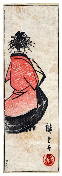 Japan: An oiran or courtesan   prostitute, rear view, by Utagawa Hiroshige III  1842 or 1843   March 28, 1894  The oiran were considered a type of y jo  prostitute   woman of pleasure  or prostitute. However, they were distinguished from the y jo in that they were entertainers, and many became celebrities of their times outside the pleasure districts. Their art and fashions often set trends among the wealthy and, because of this, cultural aspects of oiran traditions continue to be preserved to this day. br   br  They were distinguished from the y jo  woman of pleasure  or prostitute.  The oiran arose in the Edo period  1600 1868 . At this time, laws were passed restricting brothels to walled districts set some distance from the city center. In the major cities these were the Shimabara in Kyoto, the Shinmachi in Osaka, and the Yoshiwara in Edo  present day Tokyo .  br   br   br  These are the major cities.  These rapidly grew into large, self contained  pleasure quarters  offering all manner of entertainments. Within, a courtesan s birth held no distinction, which was fortunate considering many of the courtesans originated as the daughters of impoverished families who were sold into this lifestyle as indentured servants.   Among the oiran, the tay   tayu  was considered the highest rank of courtesan and were considered suitable for the daimyo or feudal lords. In the mid 1700s courtesan rankings began to disappear and courtesans of all classes were collectively known simply as  oiran .  br   br    The word oiran comes from the Japanese phrase oira no tokoro no n san            which translates as  my elder sister . When written in Japanese, it consists of two kanji, flower meaning  flower , and kai meaning  leader  or  first , hence  Leading Flower  or  First Flower .