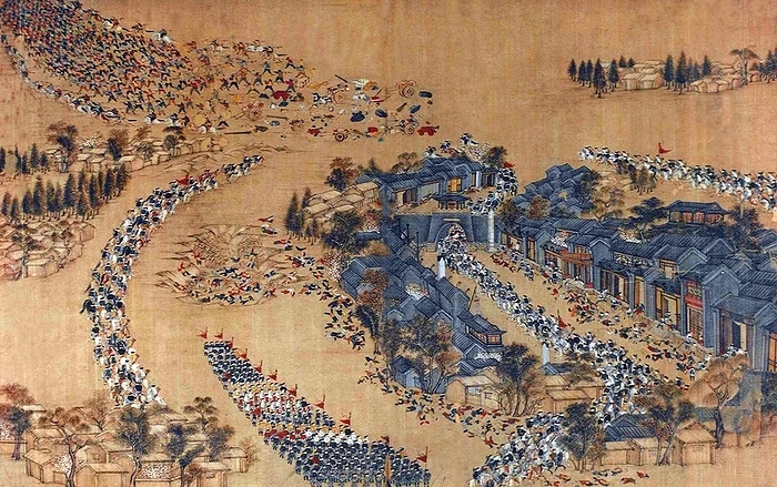 China: Qing forces ambush the Taiping Army at Wangjiajkou, 1854   Taiping Rebellion, 1850 1864  The Taiping Rebellion was a widespread civil war in southern China from 1850 to 1864, led by heterodox Christian convert Hong Xiuquan, who, having About 2 million people died. mainly civilians, in one of the deadliest military warriors, in one of the deadliest military warriors, in one of the deadliest military warriors, in one of the most dangerous places in the world, About 20 million people died, mainly civilians, in one of the deadliest military conflicts in history. br   br   br  The war was a time of great conflict.  Hong established the Taiping Heavenly Kingdom with its capital at Nanjing. The Kingdom s army controlled large parts of southern China, at its height containing about 30 million people. The rebels attempted social reforms believing in shared  property in common  and the replacement of Confucianism,  br   br  The rebels attempted social reforms believing in shared  property in common  and the replacement of Confucianism, Buddhism and Chinese folk religion with a form of Christianity.  The Taiping troops were nicknamed  Longhairs   simplified Chinese:     traditional Chinese:     pinyin: Ch ngm o  by the Qing government. The Qing government crushed the rebellion with the eventual aid of French and British forces.  br   br  The Qing government crushed the rebellion with the eventual aid of French and British forces.  In the 20th century, Sun Yat sen, founder of the Chinese Nationalist Party, looked on the rebellion as an inspiration, and Chinese paramount leader Mao Zedong glorified the Taiping rebels as early heroic revolutionaries against a corrupt feudal system.