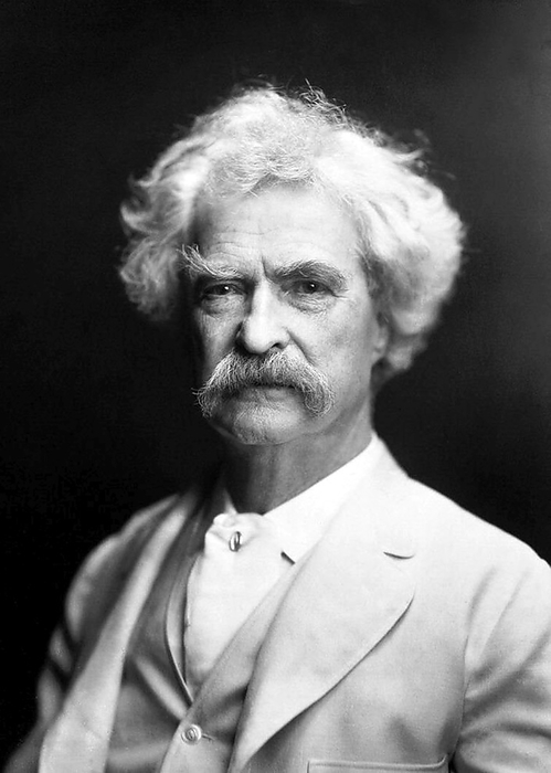 USA   America: Samuel Langhorne Clemens, aka Mark Twain, American writer, traveller and humorist  1835 1910  Samuel Langhorne Clemens  November 30, 1835   April 21, 1910 , better known by his pen name Mark Twain, was an American author and humorist. He is most noted for his novels, The Adventures of Tom Sawyer  1876 , and its sequel, Adventures of Huckleberry Finn  1885 , the latter often called  the Great American Novel .  br   br    Twain grew up in Hannibal, Missouri, which would later provide the setting for Huckleberry Finn and Tom Sawyer. After toiling as a printer in various cities, he became a master After toiling as a printer in various cities, he became a master riverboat pilot on the Mississippi River, before heading west to join Orion. He was a failure at gold mining, so he next turned to journalism. While a reporter, he wrote a humorous story, The Celebrated Jumping Frog of Calaveras County, which became very popular and brought nationwide attention. Twain had found his calling. br   br   br   br  He was a failure at gold mining, so he next turned journalist.  His wit and satire earned praise from critics and peers, and he was a friend to presidents, His wit and satire earned praise from critics and peers, and he was a friend to presidents, artists, industrialists, and European royalty. br   br   br  He had found his calling.  He lacked financial acumen, and, though he made a great deal of money from his writings and lectures, he squandered it on various ventures, in particular With the help of Henry Huttleston Rogers he eventually overcame his financial troubles. With the help of Henry Huttleston Rogers he eventually overcame his financial troubles.   Twain was born during a visit by Halley s Comet, and predicted that he would  go out with it  as well. He was lauded as the greatest American humorist of his age , and William Faulkner called Twain  the father of American literature .