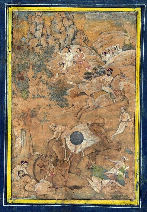 India: Emperor Akbar controlling an elephant in musth during a hunt  c. early 17th century  Akbar  Urdu:                      , Hindi:                        , Jal l ud D n Muhammad Akbar , also known as Shahanshah Akbar e Azam or Akbar the Great  25 October 1542   27 October 1605 , was the third Mughal Emperor. At the end of his reign in 1605 the Mughal empire covered most of the northern and central India. At the end of his reign in 1605 the Mughal empire covered most of the northern and central India.  Akbar was thirteen years old when he ascended the Mughal throne in Delhi  February 1556 , following the death of his father Humayun. During his reign, he eliminated military threats from the powerful Pashtun descendants of Sher Shah Suri, and at the Second Battle of Panipat he decisively defeated the newly It took him nearly two more decades to consolidate his power and bring all the parts of northern and central India into his direct realm. He dominated the whole of the Indian Subcontinent and he ruled the greater part of it as emperor. As an emperor, Akbar solidified his rule by pursuing diplomacy with the powerful Hindu Rajput caste, and by marrying Rajput princesses. br   br   br  He dominated the whole of the Indian Subcontinent and he ruled the greater part of it as emperor.  Akbar s reign significantly influenced art and culture in the country. He was a distinguished patron of art and architecture. Besides encouraging the development of the Mughal school, he also patronised the European style of painting. He was fond of literature, and had several Sanskrit works translated into Persian and Persian scriptures translated in Sanskrit, in In addition to having many Persian works illustrated by painters from his court. br   br   br  He was fond of literature, and had several Sanskrit works translated into Persian and Persian scriptures translated in Sanskrit, in  During the early years of his reign, he showed an intolerant attitude towards Hindus and other religions, but later exercised tolerance towards non  His administration included n