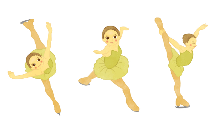 cute figure skater girl illustration set 03