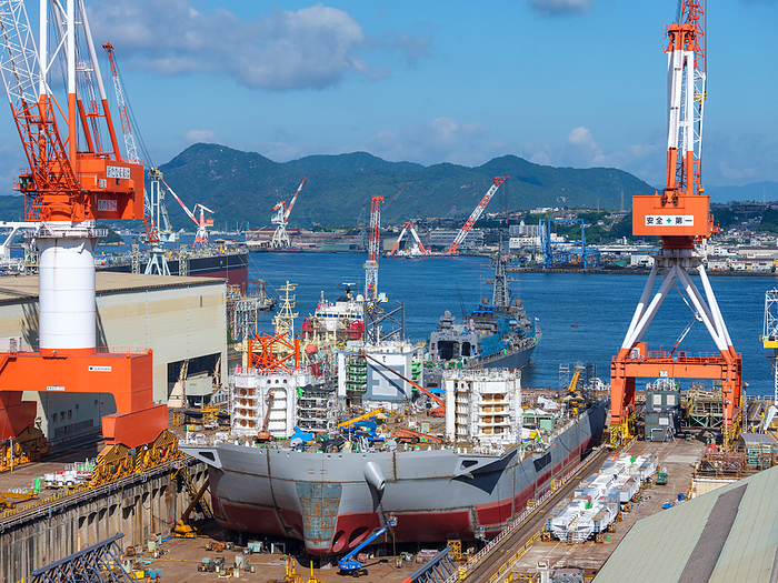 SEP ship under construction, Port of Kure, Hiroshima Dock where the battleship Yamato was built