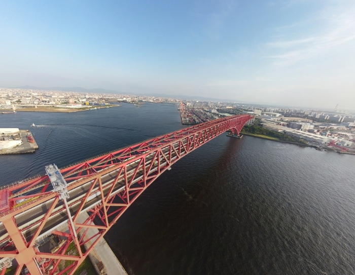Aerial view of Hanshin Expressway Port Bridge for wallpaper