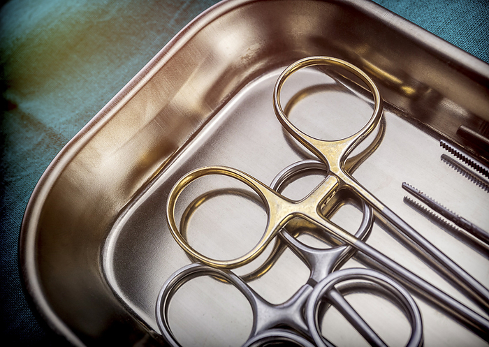 Surgical instruments on a tray Surgical instruments on a tray., by DIGICOMPHOTO SCIENCE PHOTO LIBRARY