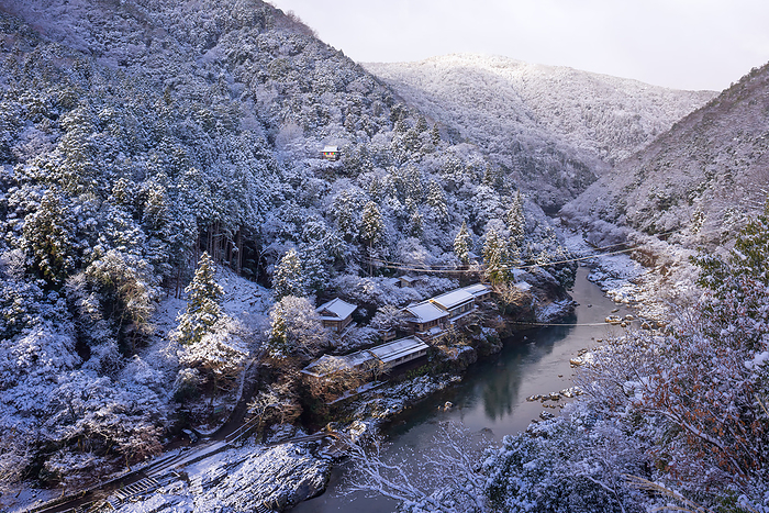 Snowy Hozu Gorge, Kyoto, Arashiyama, Kameyama Park