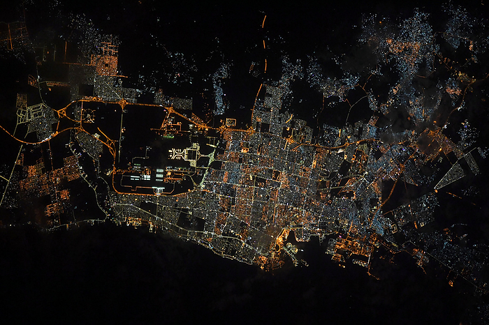 Jeddah, Saudi Arabia at night, satellite image Satellite image of Jeddah, Saudi Arabia at night. Image taken on 21st May 2021 by European space astronaut Thomas Pesquet., Photo by Thomas Pesquet EUROPEAN SPACE AGENCY SCIENCE PHOTO LIBRARY