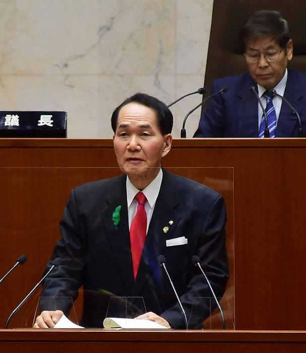 Governor Keizo Hamada announces his intention not to run for governor at the prefectural assembly. Governor Keizo Hamada announces his intention not to run for governor at the prefectural assembly in Bancho 4, Takamatsu, February 1, 2022. Photo by Yudai Gatami, 10:22 a.m., June 6, 2012