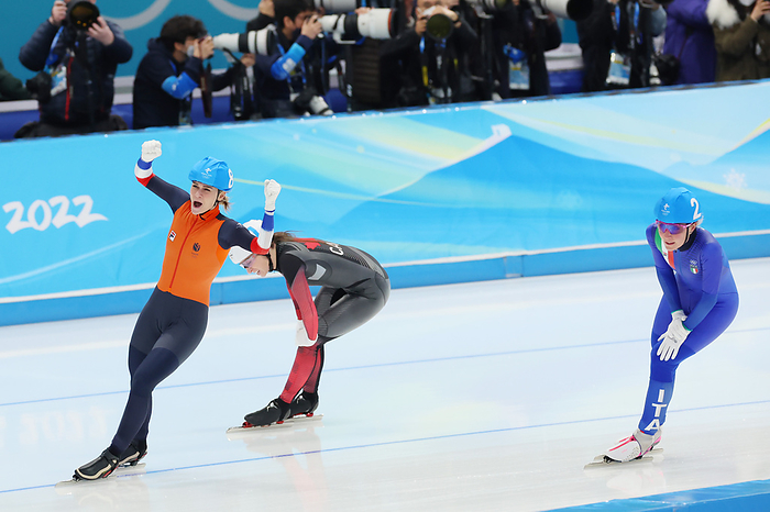 2022 Beijing Olympics Speed Skating Women s Mass Start Final  L to R  Irene Schouten  NED ,  Francesca Lollobrigida  ITA ,  FEBRUARY 19, 2022   Speed Skating :  Women s Mass Start Final   during the Beijing 2022 Olympic Winter Games at National Speed Skating Oval in Beijing, China.   Photo by YUTAKA AFLO SPORT 