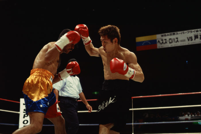 Hideki Todaka (JPN),
JULY 31, 1999 - Boxing : Challenger Hideki Todaka (R) of Japan in action against champion Jesus Kiki Rojas (L) of Venezuela during the WBA Super Flyweight title match at Nagoya Rainbow Hall in Nagoya, Aichi, Japan.
(Photo by Mikio Nakai/AFLO) [0046].