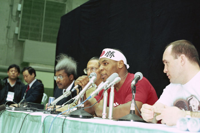Mike Tyson (USA), 
MARCH 17, 1988 - Boxing : Mike Tyson speaks at press conference for the World Heavyweight title match against Tony Tubbs in Tokyo, Japan.
(Photo by Mikio Nakai/AFLO) [0046]