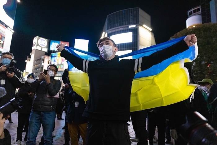 Russia invades Ukraine Protests in Tokyo Supporters of Ukraine have gathered in central Tokyo on February 24, 2022 to demonstrate against the Russian Invasion of Ukraine. They condemned the attack and called for peace in the eastern European country.