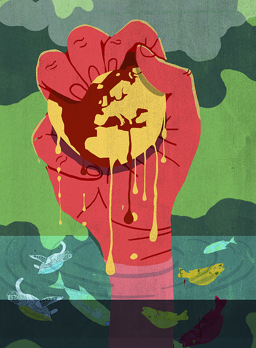 Hand squeezing Earth, illustration Hand squeezing Earth, illustration., Photo by SIMONE GOLOB   SCIENCE PHOTO LIBRARY