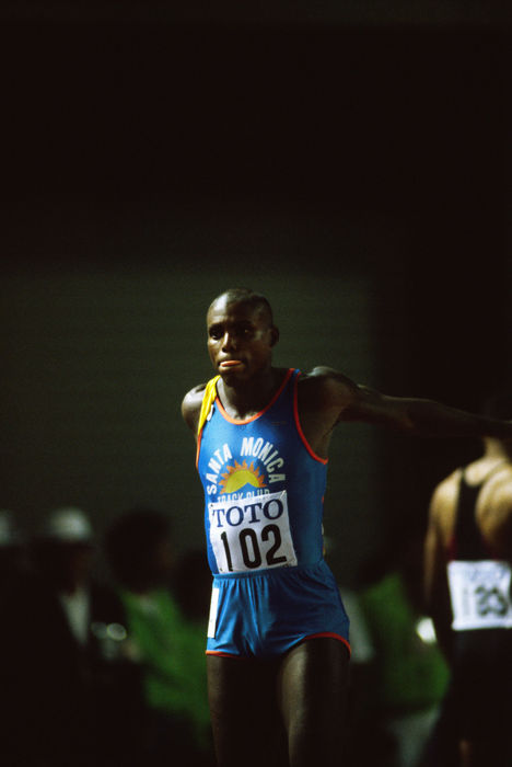 Carl Lewis (USA),
SEPTEMBER 19, 1992 - Athletics : Carl Lewis of the USA waits for the start of the Men's 100m at the TOTO Super Track and Field Meet 1992 at National Stadium in Tokyo, Japan.
(Photo by Shinichi Yamada/AFLO) [0348]