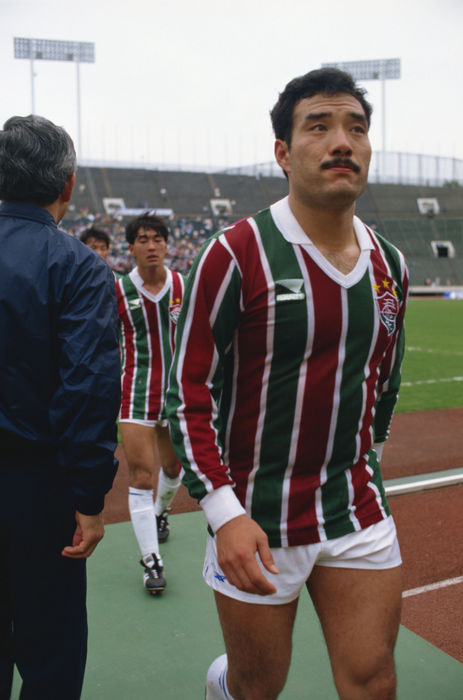 Hisashi Kaneko (JPN),
MAY 24, 1987 - Football :
Hisashi Kaneko of Japan wears Fluminense's shirt after the Kirin Cup 1987 match between Japan 0-0 Fluminense at National Stadium in Tokyo, Japan.
(Photo by Shinichi Yamada/AFLO) [0348].