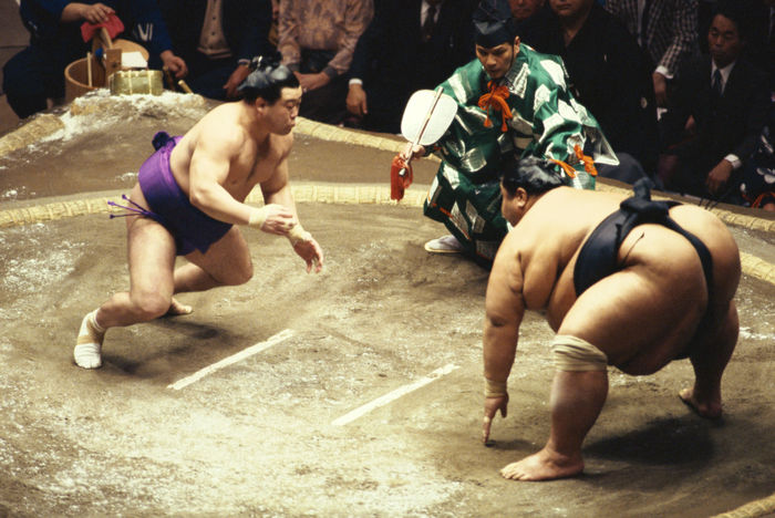 Tomonohana vs Konishiki, Ozeki Konishiki
JANUARY 11, 1994 - Sumo : Tomonohana (L) in action against Ozeki Konishiki (R) during the Grand Sumo Championship Beginning Series at Ryogoku Kokugikan in Tokyo, Japan.
(Photo by Shinichi Yamada/AFLO) [0348].