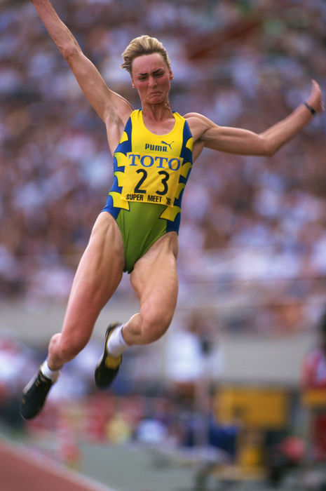 Heike Drechsler (GER), 
SEPTEMBER 16, 1996 - Athletics : 
Heike Drechsler of Germany in action during the TOTO Super Track and Field Meet 1996 Women's Long Jump at National Stadium in Japan. 
(Photo by Shinichi Yamada/AFLO) [0348]