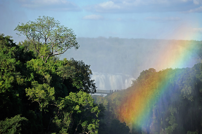 Victoria Falls, Zimbabwe Rainbow Named Victoria Falls by British explorer Livingstone in 1855, the falls are known locally as  Mosi o tunya   Thundering Smoke .