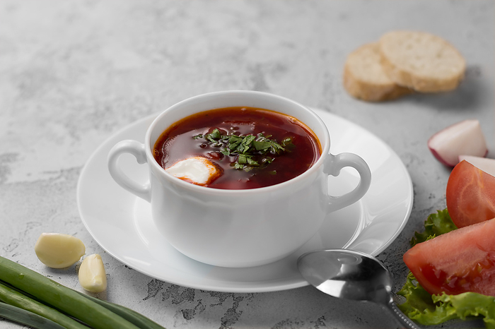 russian national red soup borscht, Ulan-Ude, Buryatia, Russia