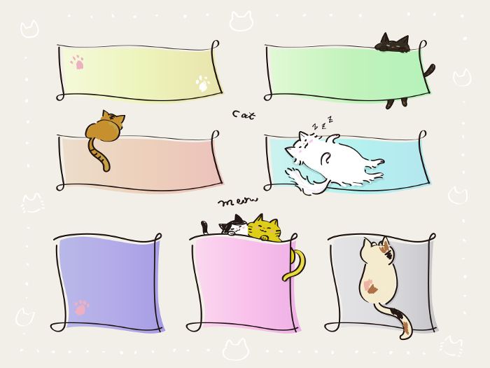 Clip art set of frame with cute cat bothering you