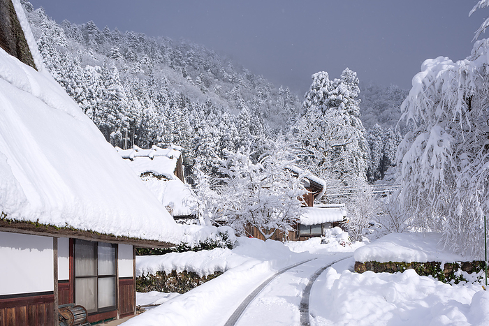 Snowy landscape of Kayabuki no Sato, Miyama cho, Nantan City, Kyoto Prefecture Important Preservation District for Groups of Traditional Buildings, Kitamura, Village of Kayabuki