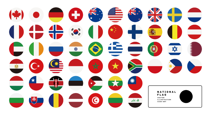Best Country Flag Icon Set Vector Illustration