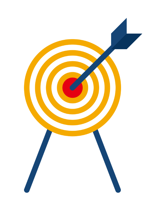 Flat target and arrow illustrations, icons. Concentration line background, banners. Marketing image illustrations. Darts.