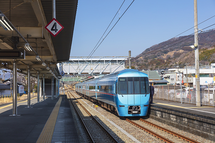 Odakyu Fuji-san train at Matsuda Station on the Gotemba Line, Kanagawa Prefecture, Japan
