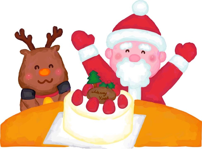 Delighted with acrylic painting style Santa reindeer cake