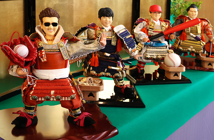 2022  General of the Year s Expectations  released. March 23, 2022, Tokyo, Japan   Japanese doll maker Kyugetsu displays samurai dolls of  L R  Nipponham Fighters new manager Tsuyoshi Shinjo, shogi champion Sota Fujii, MLB player Shohei Ohtani and ozeki ranked sumo wrestler Mitakeumi at the company s showroom in Tokyo on Wednesday, March 23, 2022. In Japanese tradition, parents decorate samurai doll on May 5 to celebrate Children s Day to wish their children grow up to be healthy and robust.    Photo by Yoshio Tsunoda AFLO  