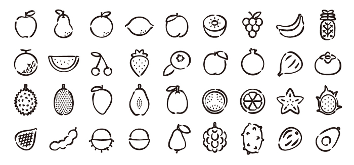 Fruit hand-drawn icon set
