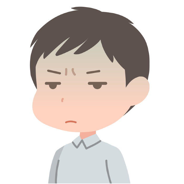 Clip art of young man glaring with half-open eyes