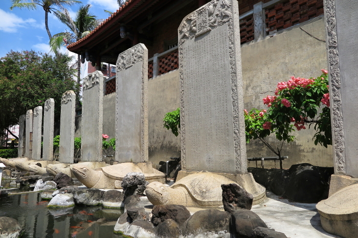 Chikan Tower, an ancient site in Tainan (Taiwan), stone monument in the front yard