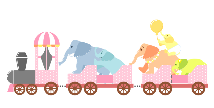 Amusement park train Elephant family ver