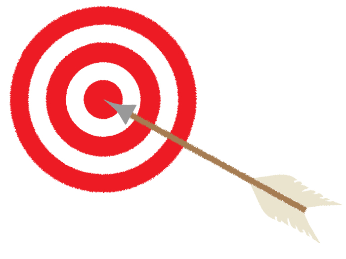 Circular target and arrow set, hit
