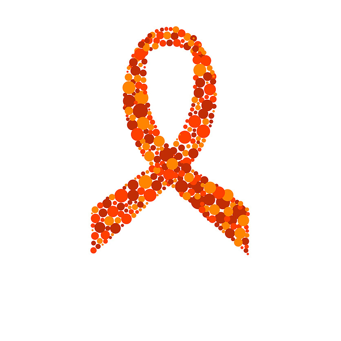 Multiple sclerosis ribbon, conceptual illustration Multiple sclerosis awareness ribbon, conceptual illustration., by ART4STOCK SCIENCE PHOTO LIBRARY