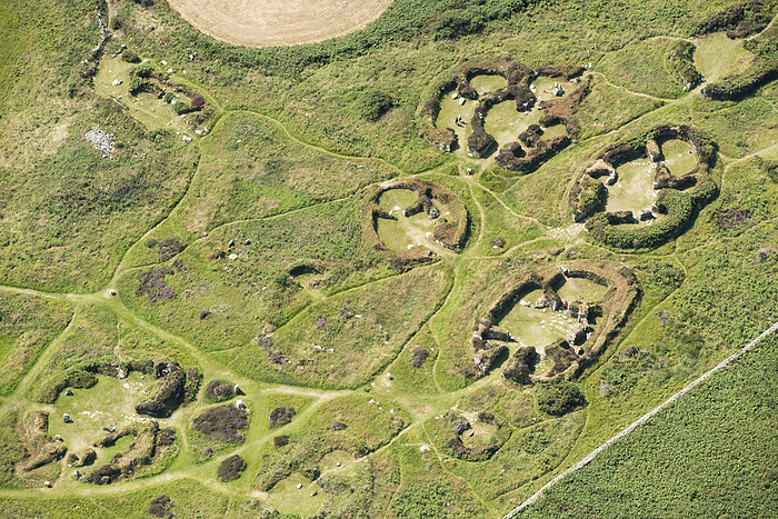Chysauster an Iron Age to Roman settlement site with fogou, near Gulval, Cornwall, 2016. Creator: Damian Grady. Chysauster an Iron Age to Roman settlement site with fogou, near Gulval, Cornwall, 2016. Creator: Damian Grady.,Damian Grady,, Photo by Historic England Archive Heritage Images