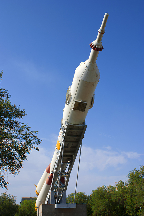 Soyuz rocket in Baikonur A full size Soyuz rocket on display in a park in Baikonur, Kazakhstan., by MARK WILLIAMSON SCIENCE PHOTO LIBRARY