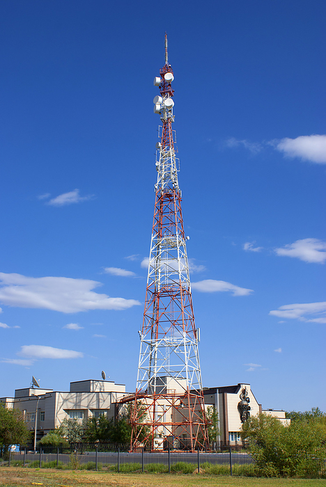 Microwave tower in Baikonur, Kazakhstan. Microwave communications tower in Baikonur, Kazakhstan., by MARK WILLIAMSON SCIENCE PHOTO LIBRARY