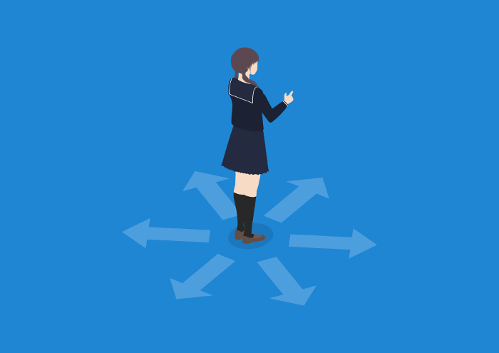 Clip art of female student who decides her career path