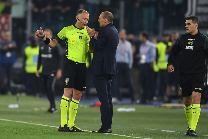 Soccer :  Italian Championship Tim Cup  2021 2022 :    Juventus 2 4 Inter Paolo Valeri  Referee Massimiliano Allegri Coach  Juventus                   during the Italian  Italy Cup  match between Juventus 2 4 Inter at Olimpic Stadium on May 11, 2022 in Roma, Italy.  Photo by Maurizio Borsari AFLO  