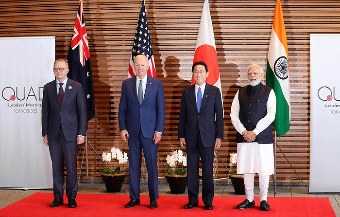 Quad Leaders  Summit to be held in Tokyo  from left  Australian Prime Minister Albany, U.S. President Biden, Prime Minister Fumio Kishida, and Indian Prime Minister Modi at the Japan U.S. Australia India Four Party Summit at the Prime Minister s Office 202 May 24, 2002, 10:32 a.m., photo by Kentaro Ikushima