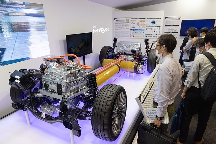 Automotive Engineering Exposition 2022 Hydrogen powered car Toyota Mirai  Future  basis on display at Automotive Engineering Exposition 2022 in Pacifico Yokohama on May 25, 2022.