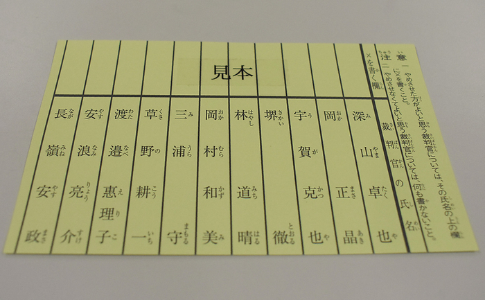 Sample ballot paper used for national review A sample ballot for the national review. An  X  is written above the name of the judge whom the voters want to resign. Photo by Kazuhiro Toyama at 10:02 a.m.