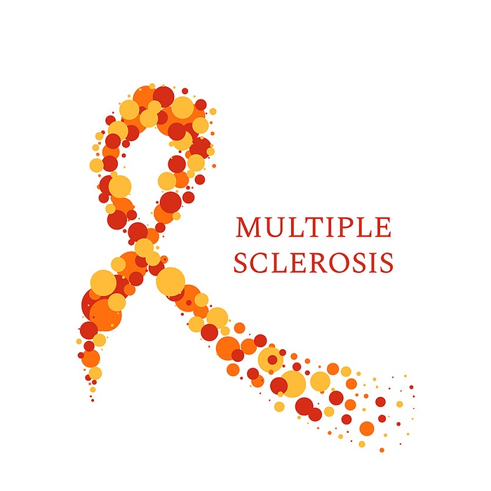 Multiple sclerosis awareness ribbon, conceptual illustration Multiple sclerosis awareness ribbon, conceptual illustration., by ART4STOCK SCIENCE PHOTO LIBRARY
