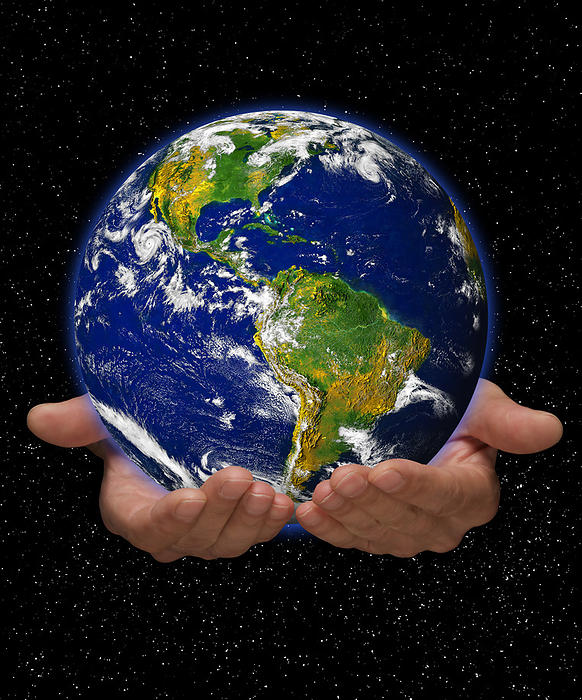 Caring for the planet, conceptual image Caring for the planet, conceptual image., by VICTOR de SCHWANBERG SCIENCE PHOTO LIBRARY